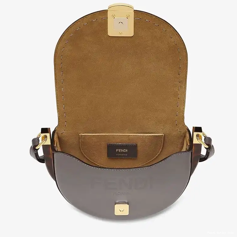 Affordable ROMA Moonlight Bag Grey Leather Calf In Logo Fendi 0512